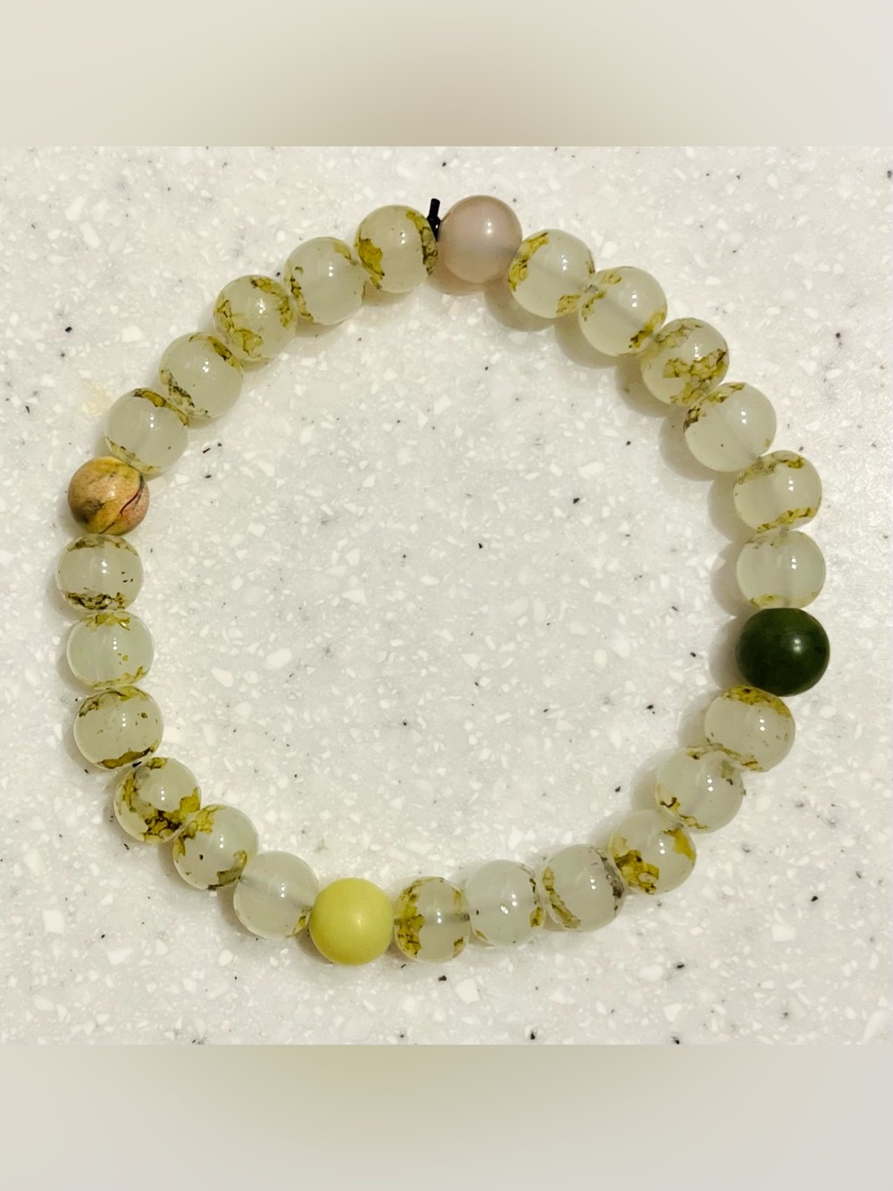 Handmade Green Beaded Stretch Bracelet